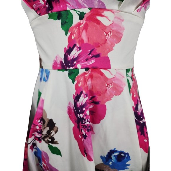Kate Spade NWT Floral Dress White Blooms Fit and Flare Pink 0 - Picture 6 of 10